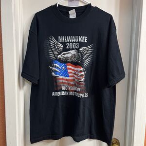 Milwaukee 2003 American Motorcycle Tee XLBlack 100 Years Of American Motorcycles